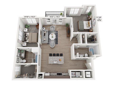 a floor plan of a 1 bedroom apartment at the residences at silver hill in suitland, at Plat 4 at Research Triangle in Durham, NC